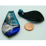pendentif tricolore bleu verre Pend-410-10