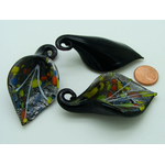 pendentif fleur 3d noir verre Pend-412-2