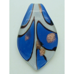 pendentif bleu blanc feuille Pend-415-2