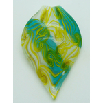 pendentif bleu blanc feuille Pend-416-1