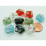 perles verre fleur mix couleurs 15mm