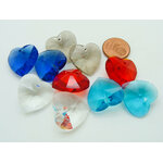 breloques coeur verre 18mm mix 5 couleurs