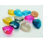breloques coeur verre 18mm mix couleur coeur