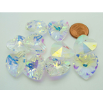 breloques coeur verre 18mm transparent metalise facette