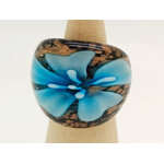 bague verre fleur bleue dore BAG02-bleu