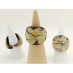 bague verre lampwork fleur creme dore BAG02-jaune