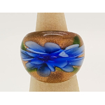 bague fleur bleu fonce dore vert large BAG03-bleu-fonce