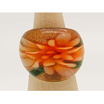 bague verre lampwork fleur orange dore vert BAG03-orange