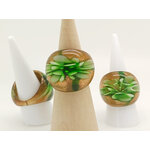 bague fleur verte verre lampwork dore vert BAG03-vert