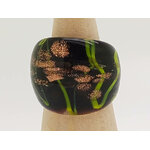 bague verre noir vert dore BAG04