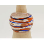 bague transp orange verre lampwork rayure bijoux BAG05