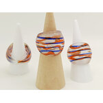 bague transp orange verre  lampwork rayure BAG05