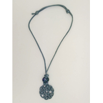 collier gris tresse rond perle acrylique COL09y