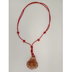 collier rouge tresse pendentif goutte COL10