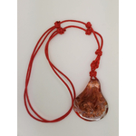collier rouge tresse pendentif verre COL10