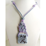 collier pendentif tresse violet gris COL12