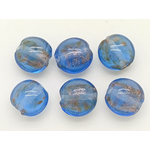 perles galets 12mm dore bleu fonce verre