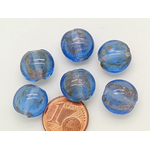 perles galets 12mm dore bleu fonce