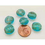 perles galets 12mm dore bleu clair plat
