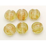 perle galets 12mm dore vert olive cliair verre