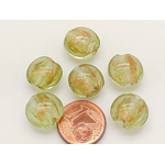 perle galets 12mm dore vert clair verre