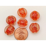 perle galets 12mm dore rouge