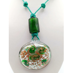 collier pendentif rond vert col18