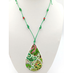 collier pendentif goutte bois vert col19