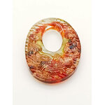 pendentif ovale motif oiseau rouge Pend-09