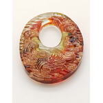pendentif ovale rouge en verre Pend-09