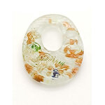 pendentif ovale motif oiseau blanc Pend-10