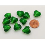 perle coeur 12mm vert emeraude