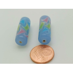 PV20 perle tube bleu clair verre lampwork