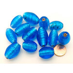 PV-lot-25 perle bleu verre ovale