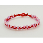 BRA08 bracelet tresse rouge nacre