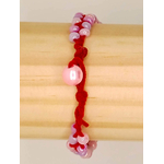 BRA08 bracelet tresse rouge rocaille nacre
