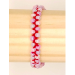 BRA08 bracelet tresse rouge  velours nacre