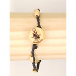 BRA09 bracelet tresse noir perle olive