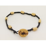 BRA09 bracelet tresse noir bouton