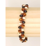 BRA10 bracelet tresse marron perle bois