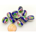 PV-lot-54 perles ovales bleus verre