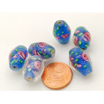 PV-lot-51 perles ovales bleues verre