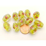 PV-lot-53 perles ovales jaunes verre