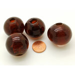 PV-lot-56 perles rondes marron fonce verre
