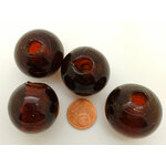 PV-lot-56 perles rondes grandes marron fonce verre