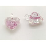 Pend-181-8 pendentif coeur rose verre lampwork