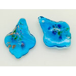 Pend-425-1 pendentif mini trefle bleu dore verre