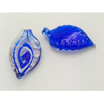 Pend-443 pendentif mini goutte volute bleu argente lampwork
