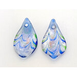 Pend-451 pendentif mini goutte argente bleu vague