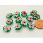 PV-lot-57 perles verre galet vertes